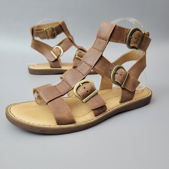 Born Haidee 7M Comfort Leather Gladiator Boho Sandals Brown - Picture 1 of 9